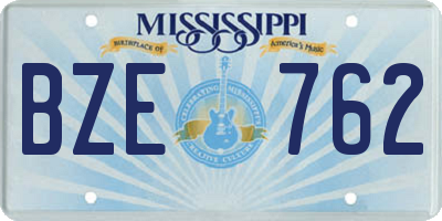 MS license plate BZE762
