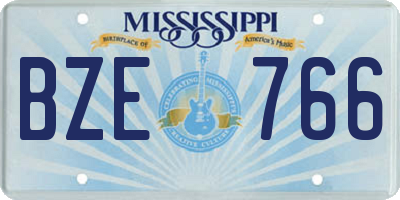 MS license plate BZE766