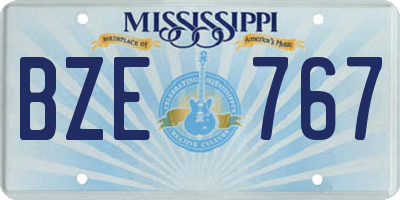 MS license plate BZE767