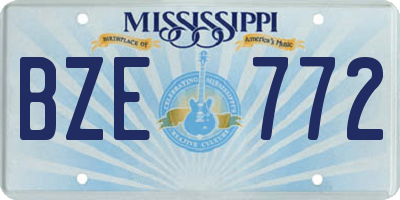 MS license plate BZE772