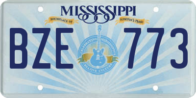 MS license plate BZE773