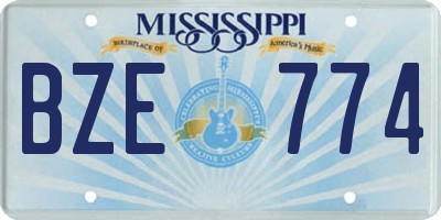 MS license plate BZE774