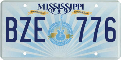 MS license plate BZE776