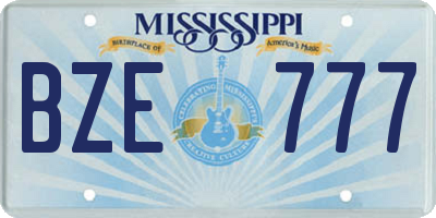 MS license plate BZE777