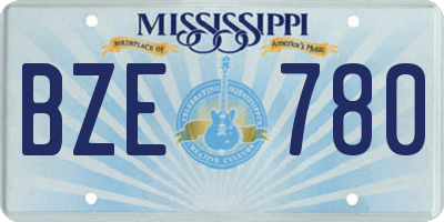 MS license plate BZE780