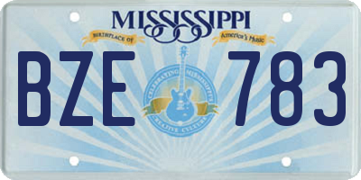 MS license plate BZE783