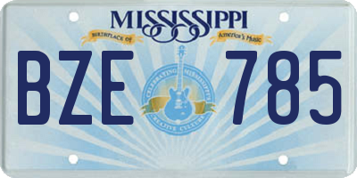 MS license plate BZE785