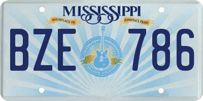 MS license plate BZE786