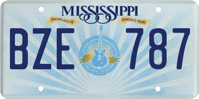 MS license plate BZE787