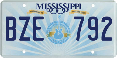 MS license plate BZE792