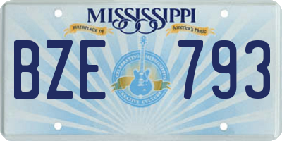 MS license plate BZE793