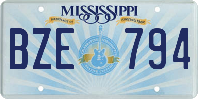 MS license plate BZE794