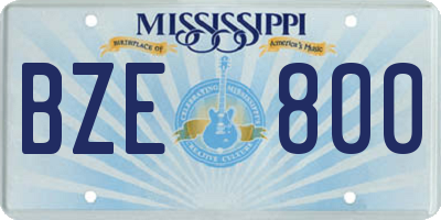 MS license plate BZE800