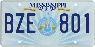 MS license plate BZE801