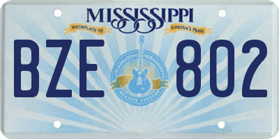 MS license plate BZE802