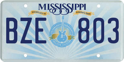 MS license plate BZE803