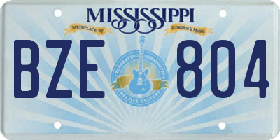 MS license plate BZE804