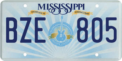 MS license plate BZE805