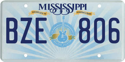 MS license plate BZE806
