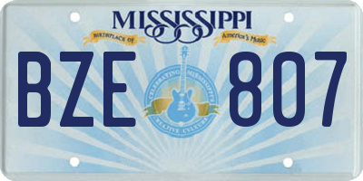 MS license plate BZE807