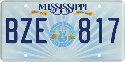 MS license plate BZE817
