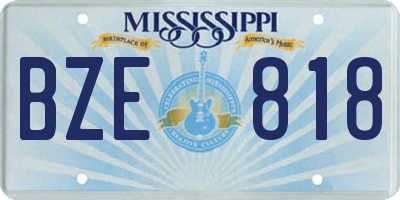 MS license plate BZE818
