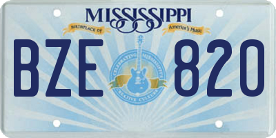 MS license plate BZE820