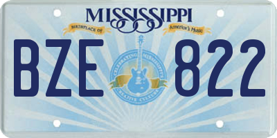 MS license plate BZE822