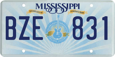 MS license plate BZE831