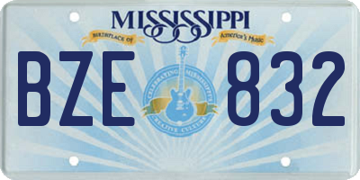 MS license plate BZE832