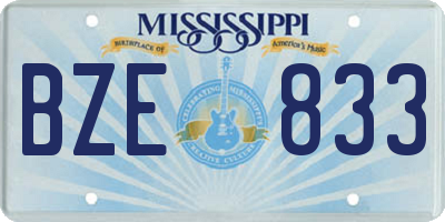 MS license plate BZE833