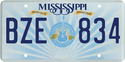 MS license plate BZE834