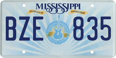 MS license plate BZE835