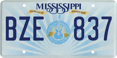 MS license plate BZE837