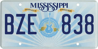 MS license plate BZE838