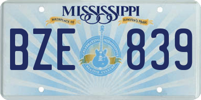 MS license plate BZE839