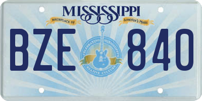 MS license plate BZE840