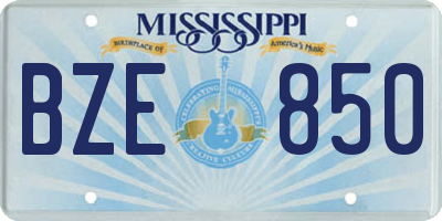 MS license plate BZE850