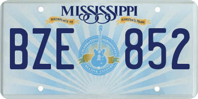 MS license plate BZE852