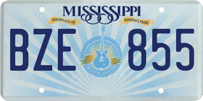 MS license plate BZE855