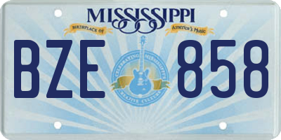 MS license plate BZE858