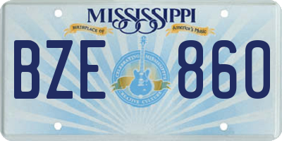 MS license plate BZE860