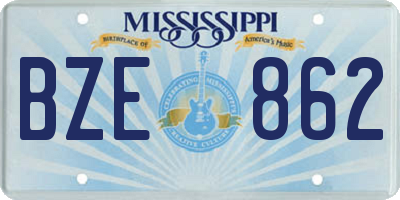 MS license plate BZE862