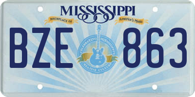 MS license plate BZE863