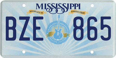MS license plate BZE865