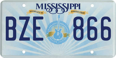 MS license plate BZE866