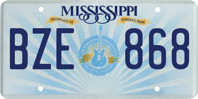MS license plate BZE868
