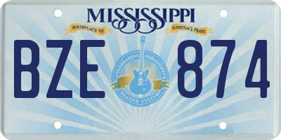 MS license plate BZE874