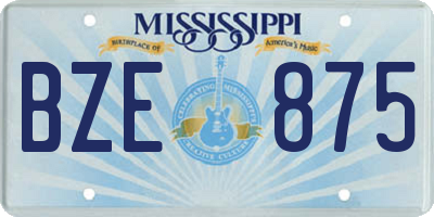 MS license plate BZE875