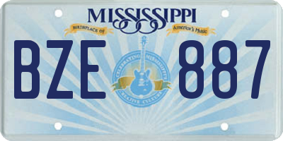 MS license plate BZE887